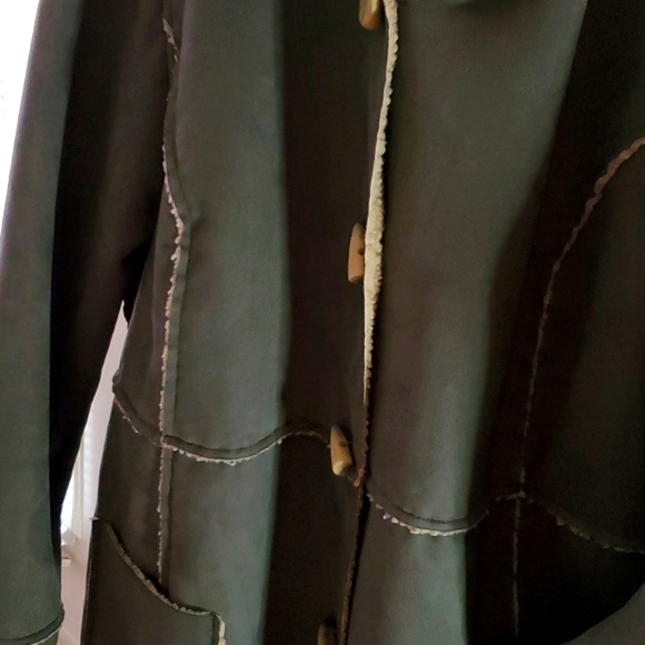 SO BLUE SIGRID OLSEN FAUX SUEDE/FAUX SHEEP WOOL SHEARLING WINTER COAT SZ 3X - Picture 2 of 11
